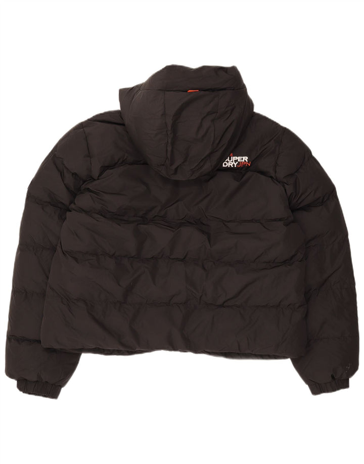 Superdry γυναικείο μπουφάν με κουκούλα UK 16 μεγάλο μαύρο πολυεστέρα