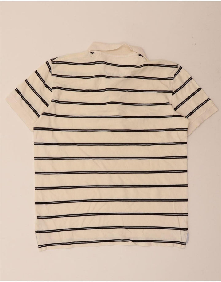 Ανδρικό πουκάμισο πόλο Massimo Dutti, Βαμβακερό, μεσαίο σε λευκό ριγέ