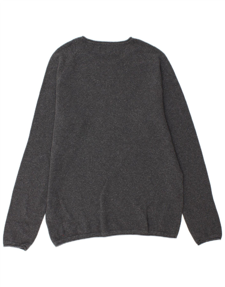 Jack & Jones Ανδρικό πουλόβερ με λαιμόκοψη μεσαίου γκρι βαμβακερό