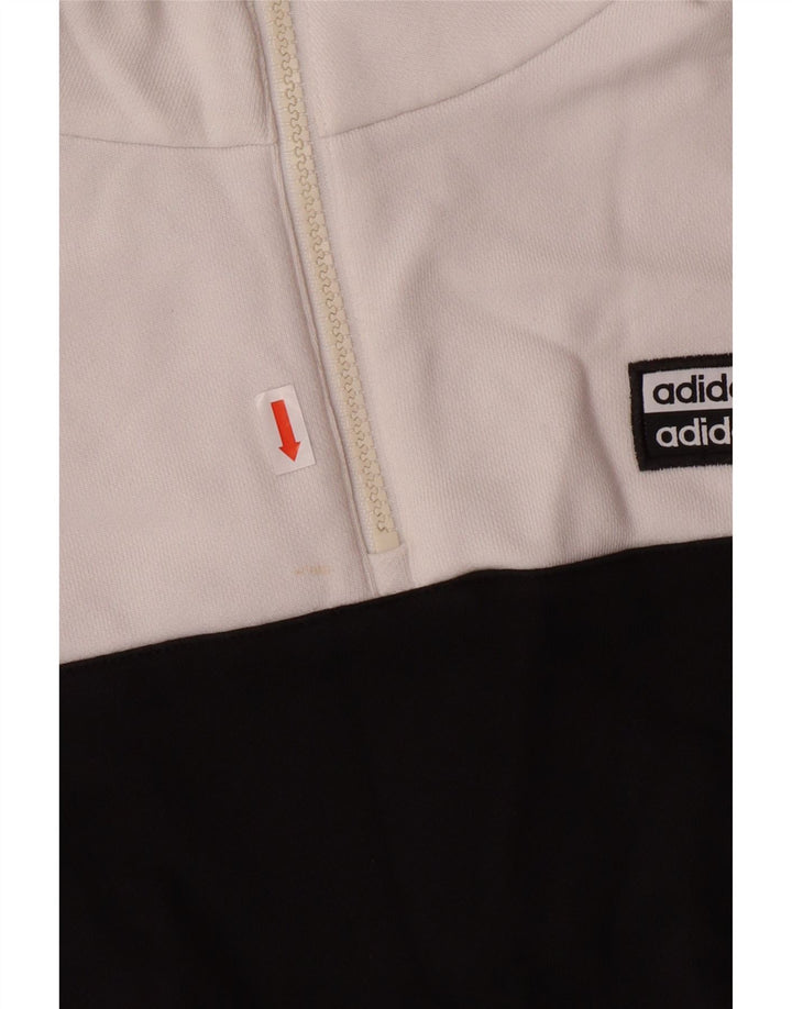 Γυναικεία γραφική φούτερ ADIDAS Crop Jumper UK 8 Small White Colourblock