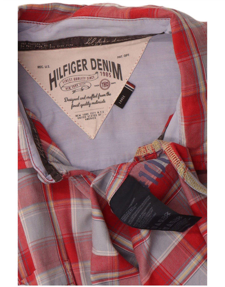 Ανδρικό κοντομάνικο πουκάμισο Tommy Hilfiger Κόκκινο μεγάλο βαμβακερό