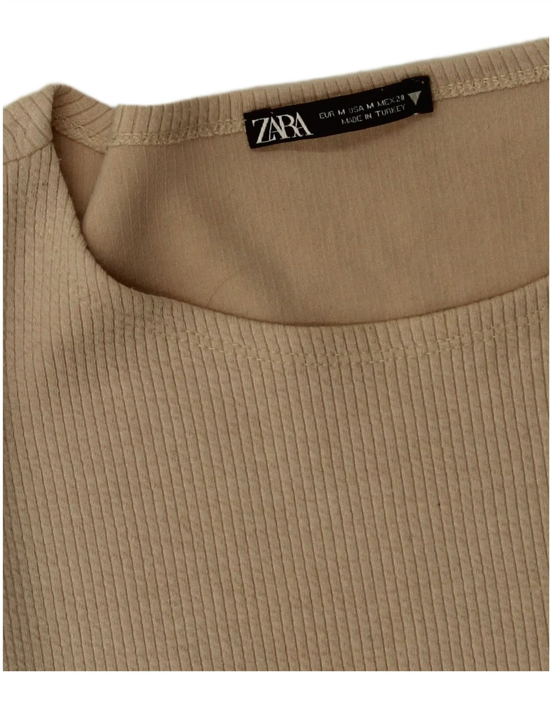 Zara Γυναικείο Crop Top μακρυμάνικο UK 12 Medium Beige