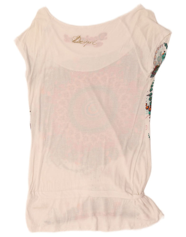 Γυναικείο γραφικό μπλουζάκι Desigual Top UK 14 Large White Floral