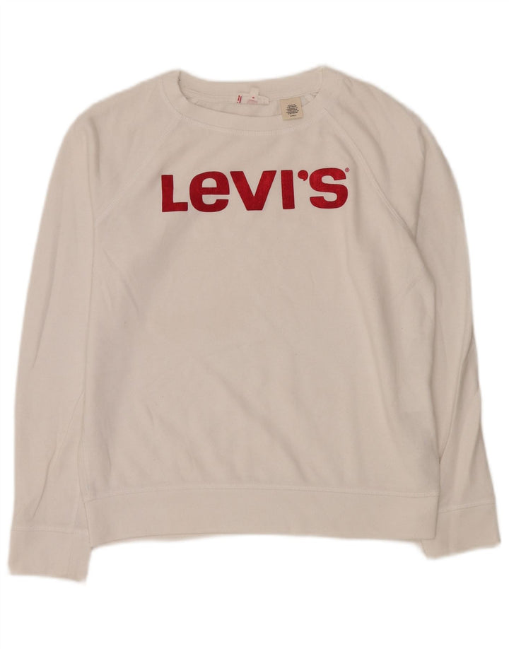 LEVI'S Γυναικεία φούτερ υπερμεγέθη Jumper UK 10 Small White Cotton
