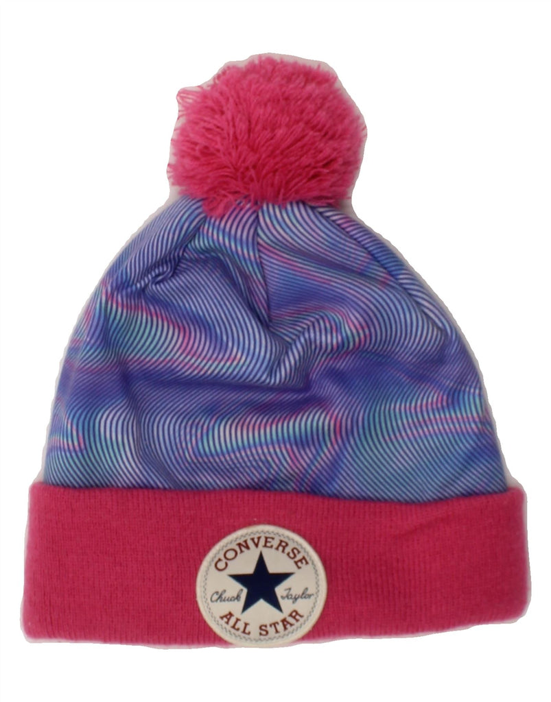 CONVERSE Girls Graphic Bobble Hat One Size Pink Colourblock Acrylic Vintage Converse and Second-Hand Converse from Messina Hembry 