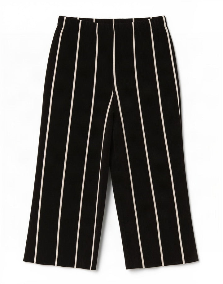 Zara Γυναικείο Παντελόνι Κάπρι Cullotes Small W26 L22 Μαύρο ριγέ