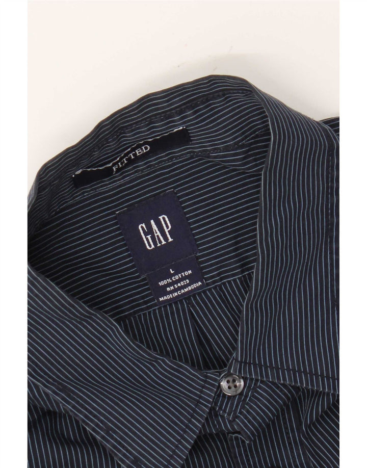 Ανδρικό πουκάμισο Gap Fitted Large Navy Blue Pinstripe Βαμβακερό