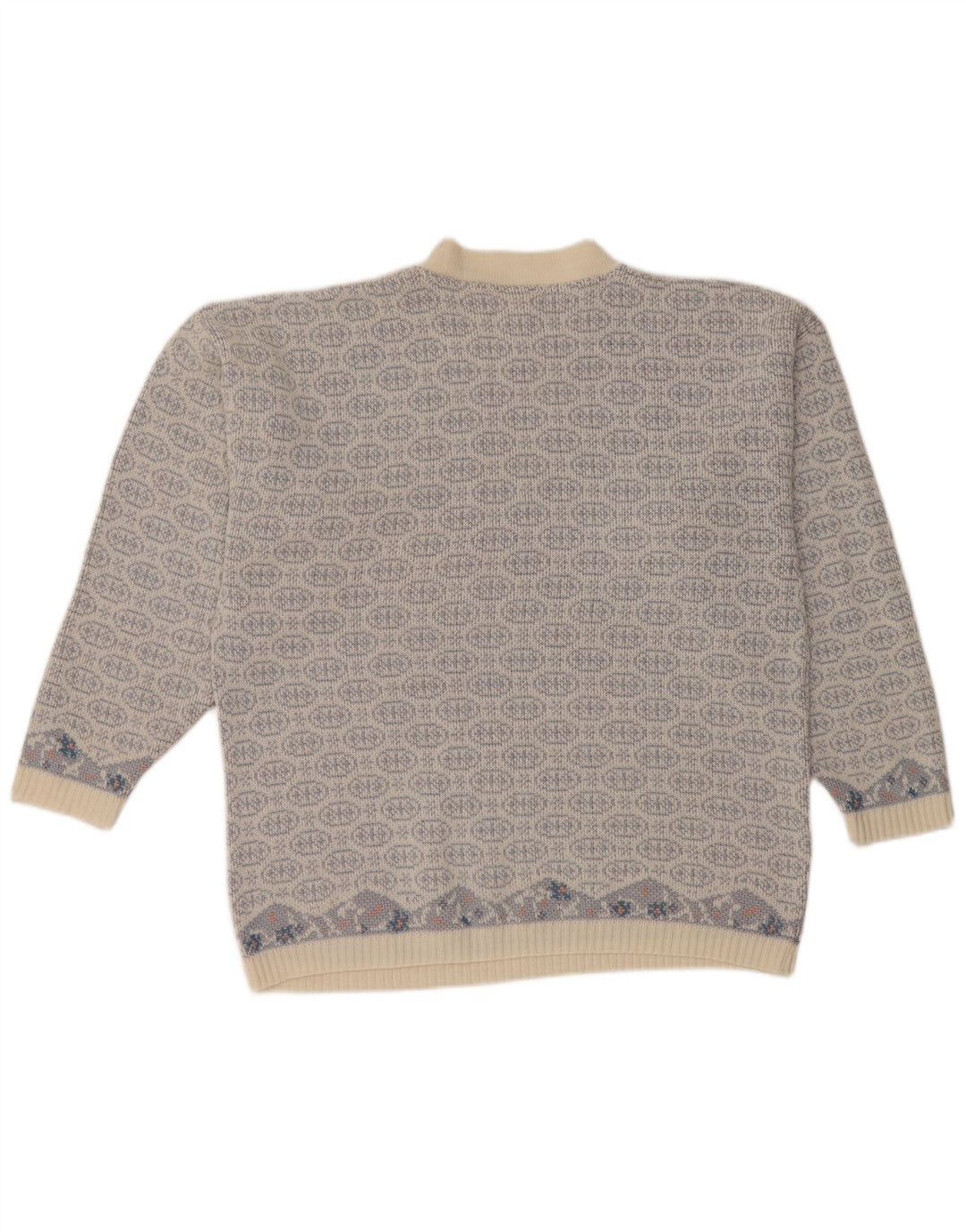 Vintage ανδρικό πουλόβερ με λαιμόκοψη Medium Blue Fair Isle