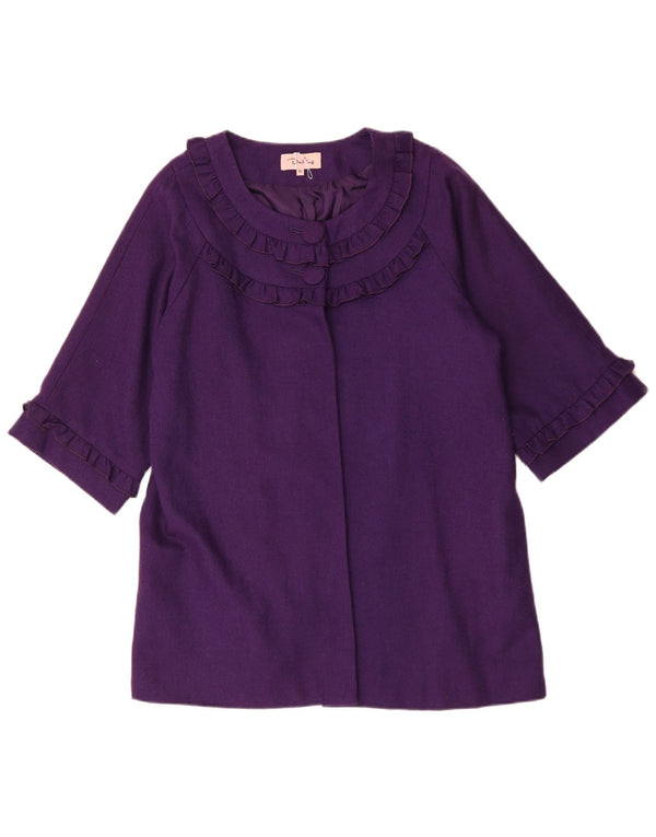 Darling γυναικείο 3/4 μανίκι 2 κουμπιά σακάκι μπλέιζερ UK 18 XL μωβ μαλλί