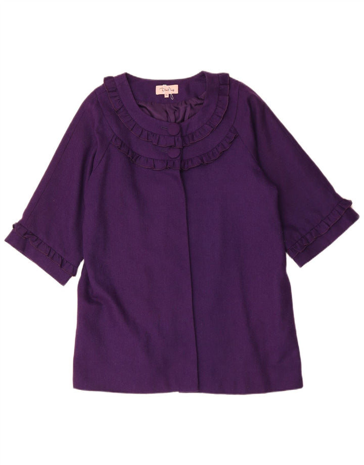 Darling γυναικείο 3/4 μανίκι 2 κουμπιά σακάκι μπλέιζερ UK 18 XL μωβ μαλλί