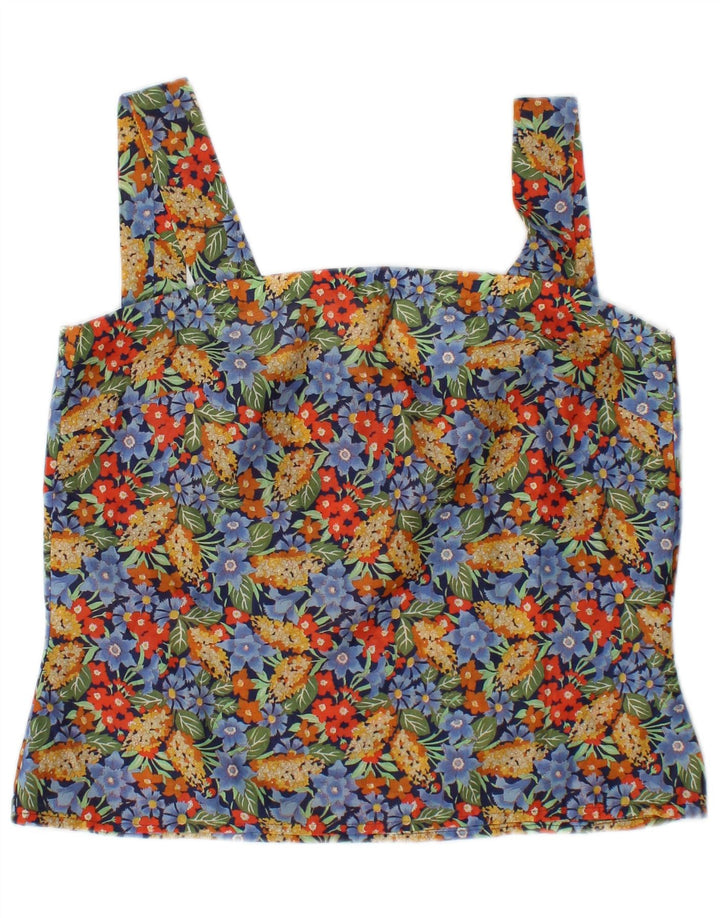 Vintage Womens Cami Top UK 10 Small πολύχρωμα Floral