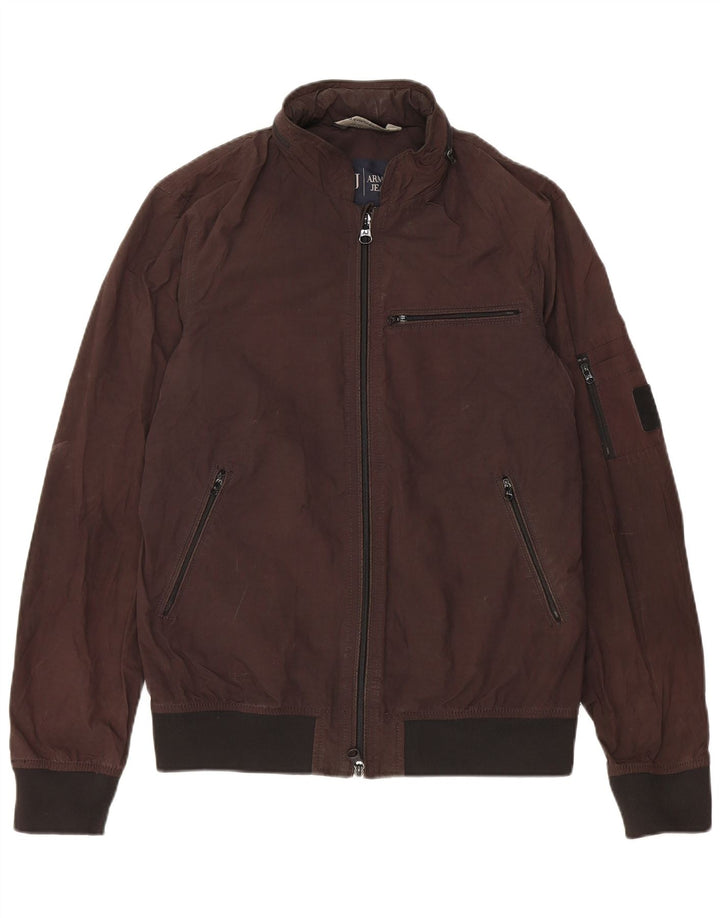 Armani Jeans Ανδρικό μπουφάν με κουκούλα bomber EU 48 Small Brown Polyester