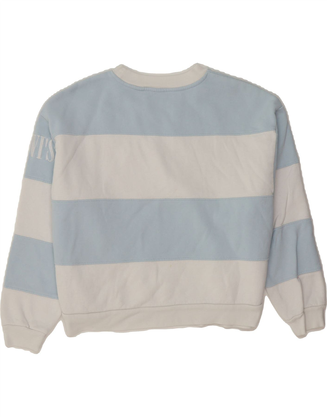 LEVI'S Womens Oversized Sweatshirt Jumper UK 14 Medium Blue Striped Vintage Levi's and Second-Hand Levi's from Messina Hembry 