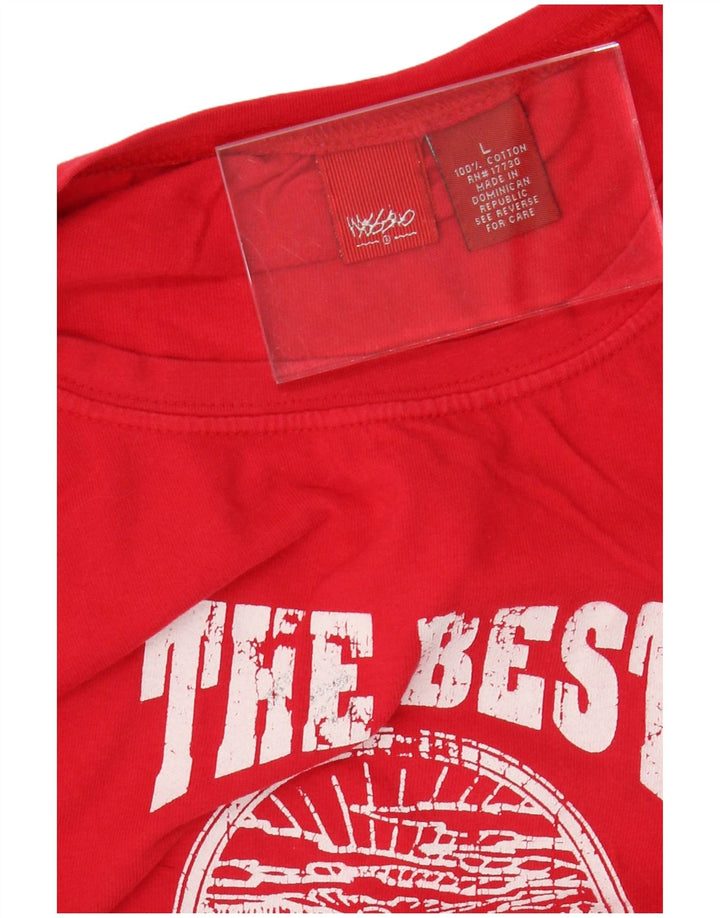 MOSSIMO Γυναικείο τοπ γραφικό μακρυμάνικο UK 16 μεγάλο κόκκινο βαμβακερό