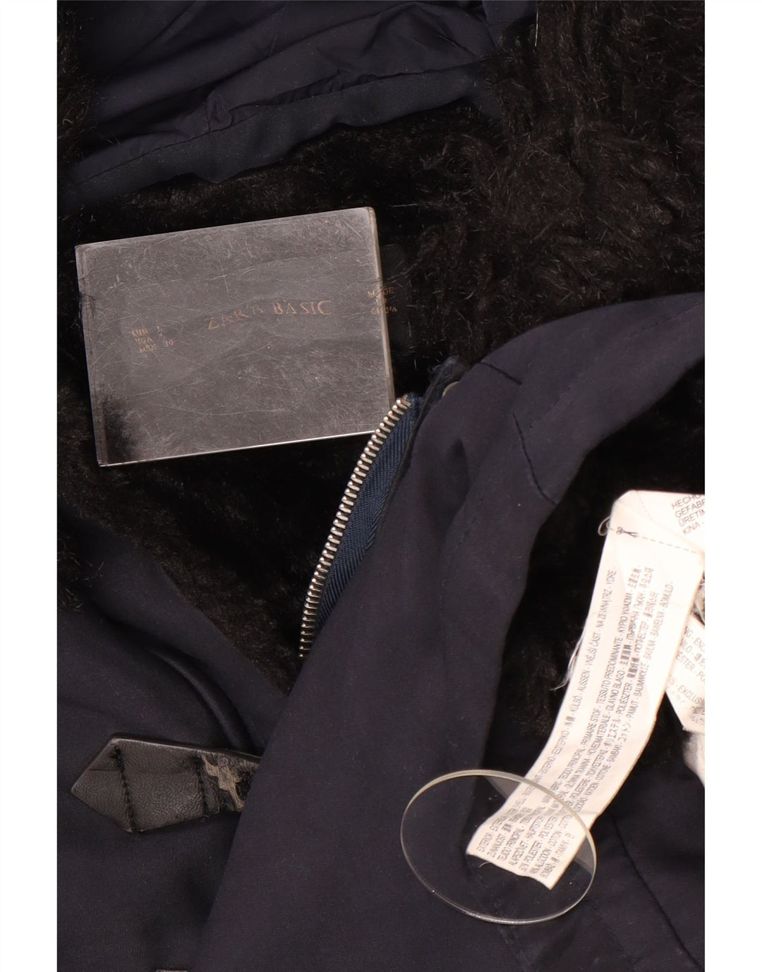 Zara Γυναικείο μπουφάν Parka UK 16 Large Navy Blue Polyester