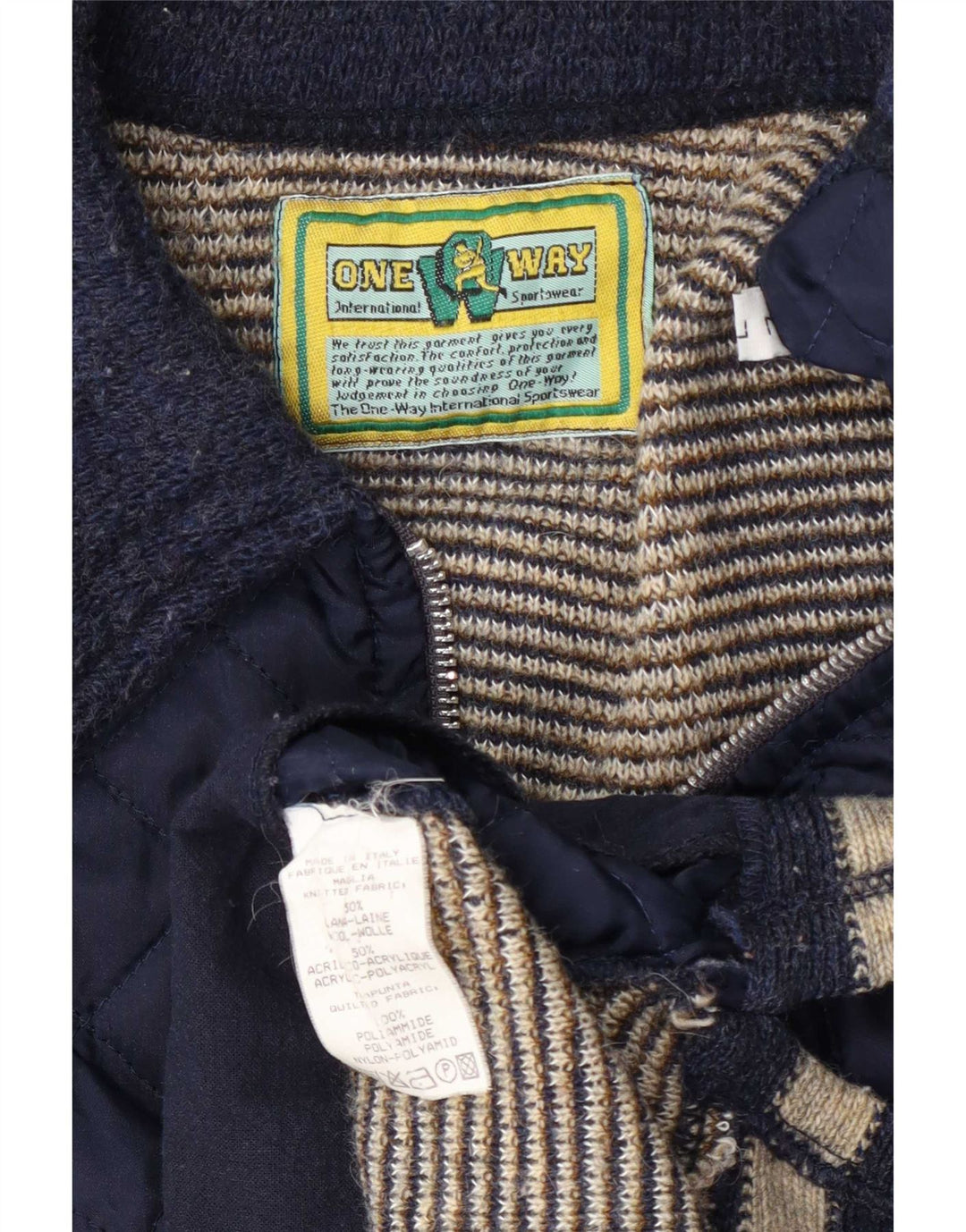 Ανδρικό καπιτονέ μπουφάν ONE WAY UK 40 Large Navy Blue Wool