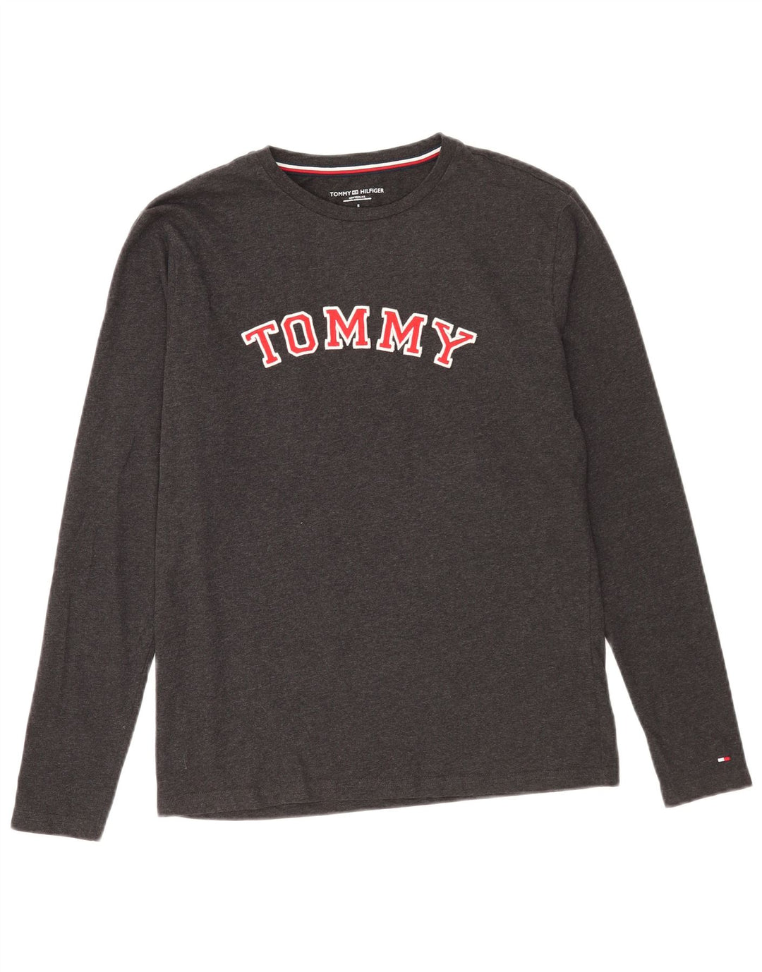 Tommy Hilfiger Ανδρικό γραφικό τοπ μακρυμάνικο μικρό γκρι βαμβακερό