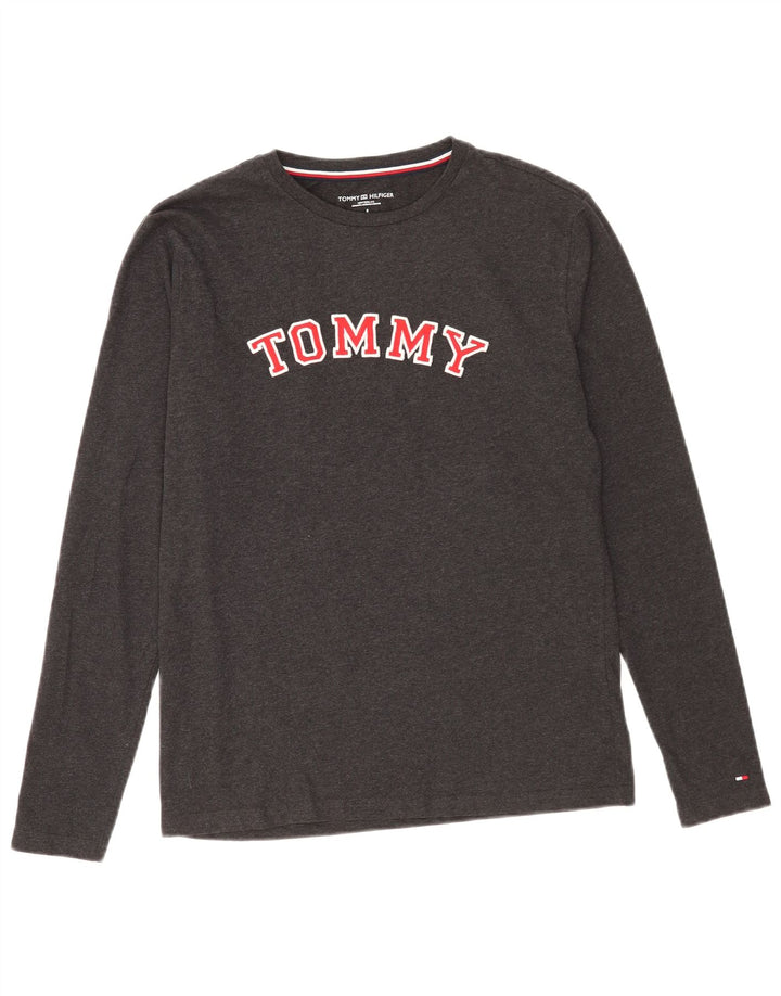 Tommy Hilfiger Ανδρικό γραφικό τοπ μακρυμάνικο μικρό γκρι βαμβακερό