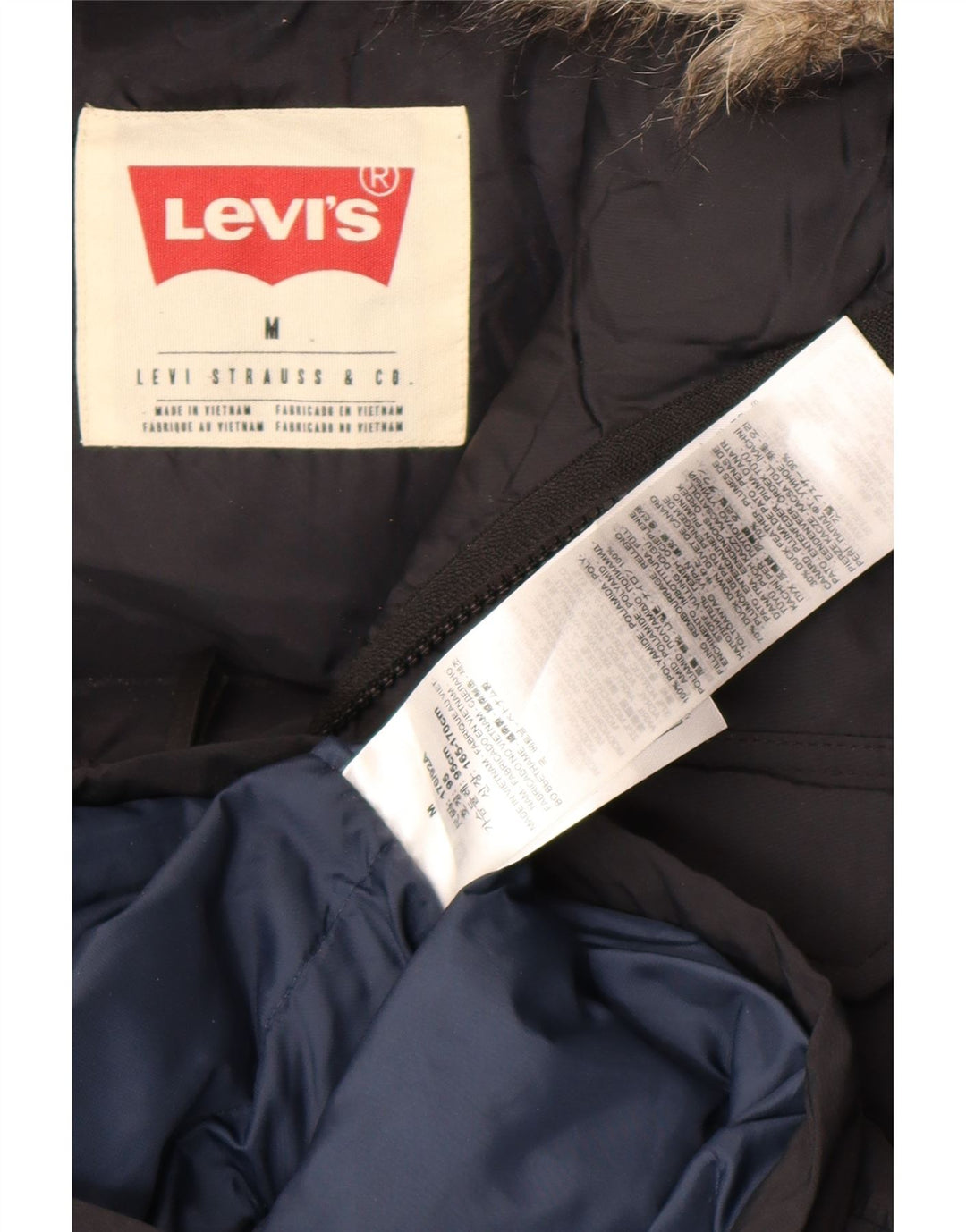 Ανδρικό μπουφάν με κουκούλα Levi's UK 38 Medium Black Polyamide