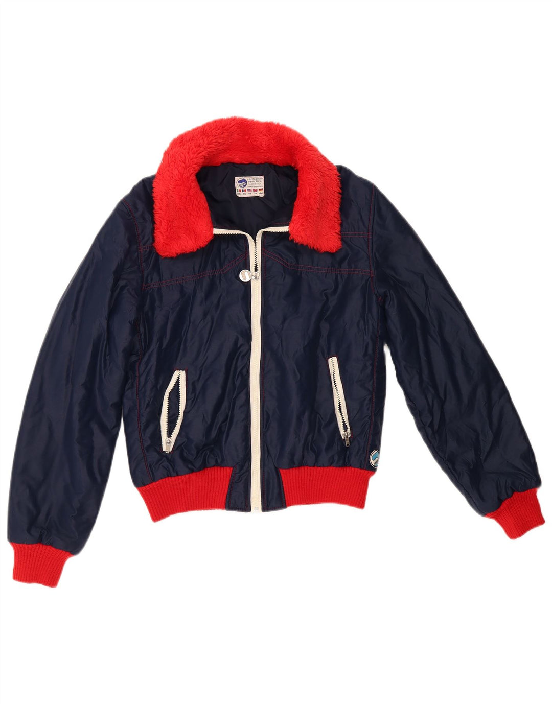 Samas Γυναικείο Bomber Jacket UK 16 Large Navy Blue Colorblock Nylon