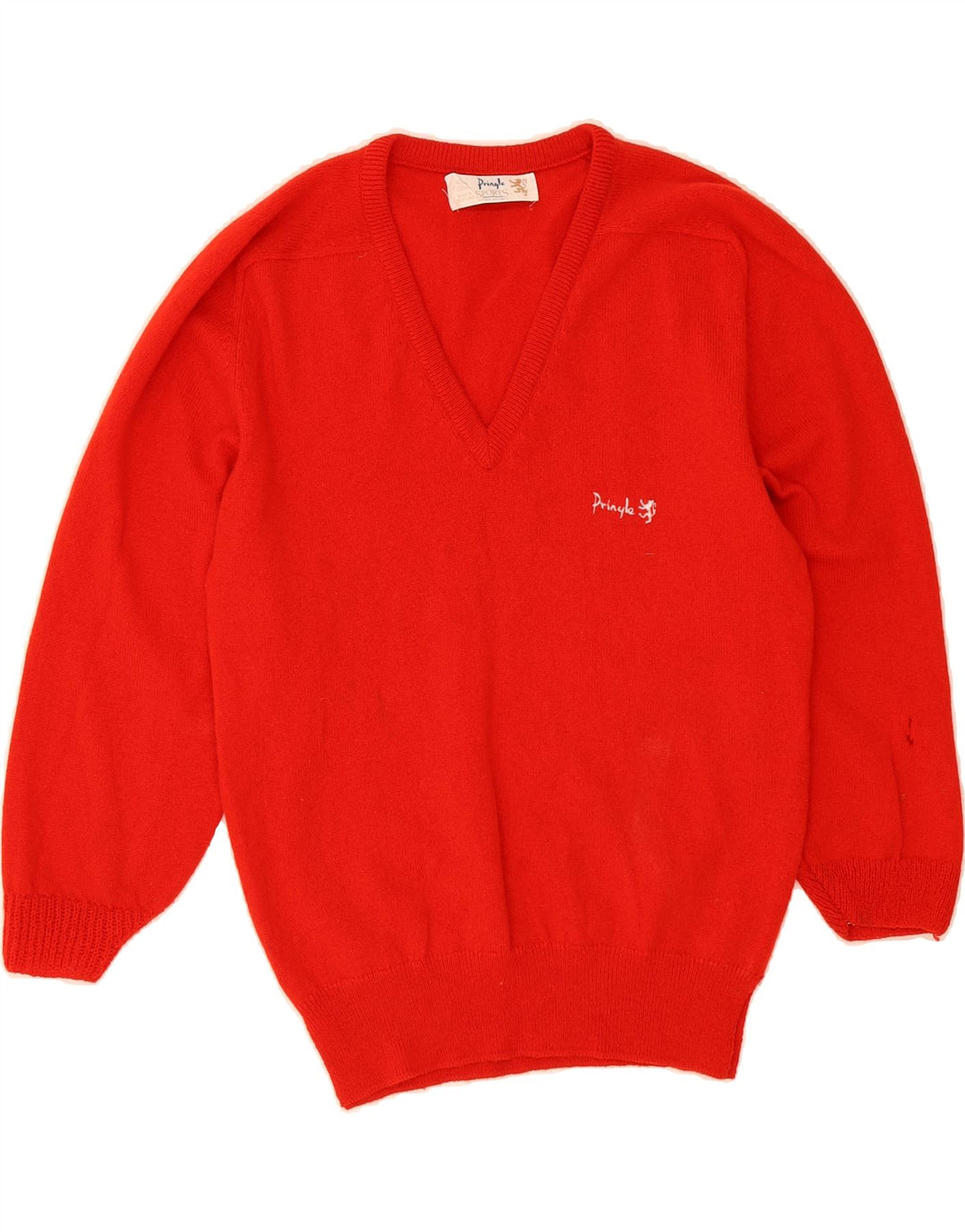 PRINGLE Mens V-Neck Jumper Sweater UK 40 Large Red Vintage Pringle and Second-Hand Pringle from Messina Hembry 