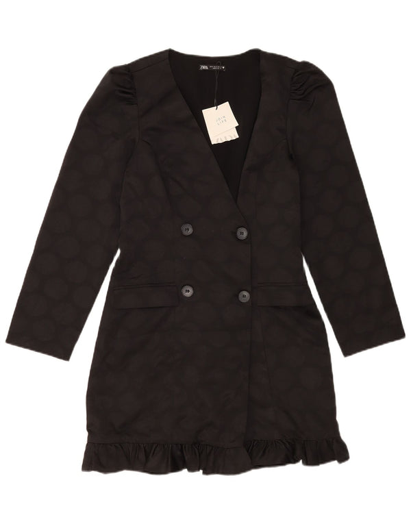Zara Γυναικείο Μπλέιζερ Διπλό Μπουφάν UK 10 Small Black Geometric