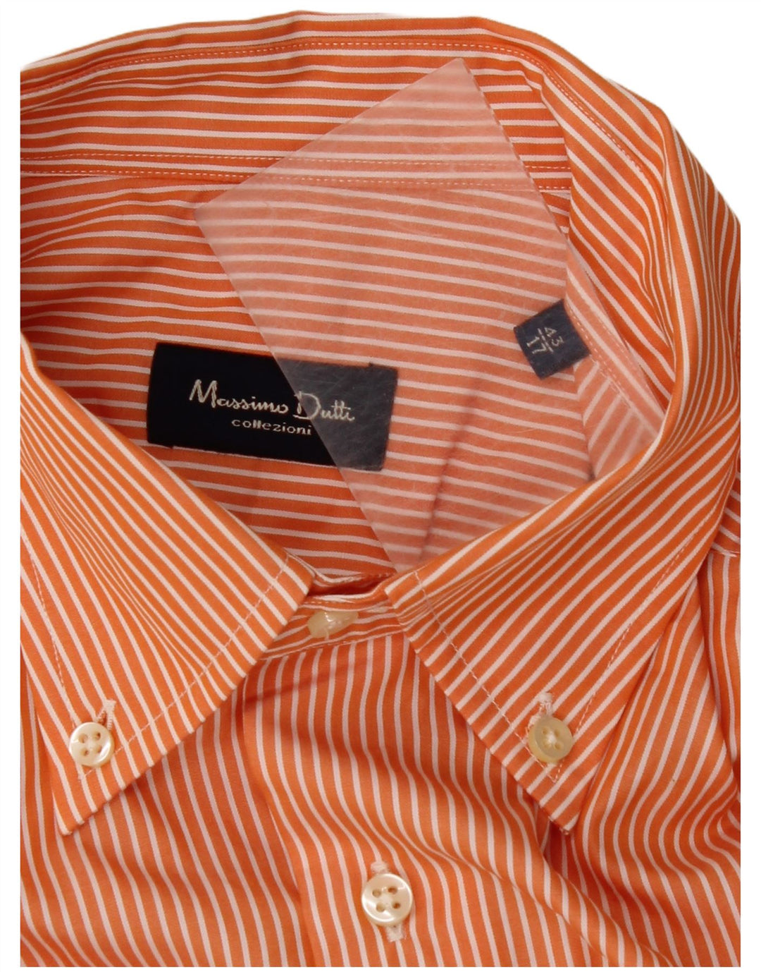 Ανδρικό πουκάμισο MASSIMO DUTTI Νούμερο 43 17 XL Πορτοκαλί Pinstripe