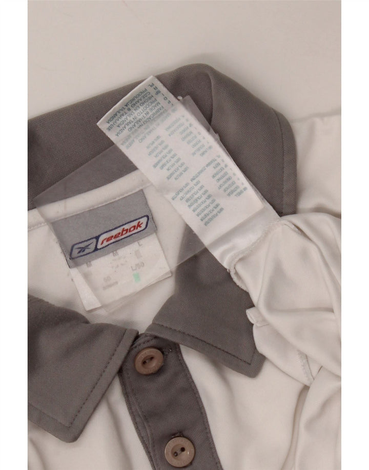 Ανδρικό πουκάμισο πόλο REEBOK, μεσαίο λευκό χρώμα, πολυεστέρας