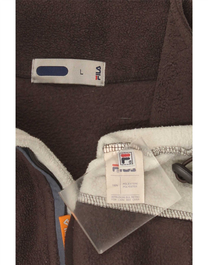 Fila Ανδρικό φερμουάρ με λαιμόκοψη Fleece Jumper Μεγάλο Καφέ Χρώμα Πολυεστέρας