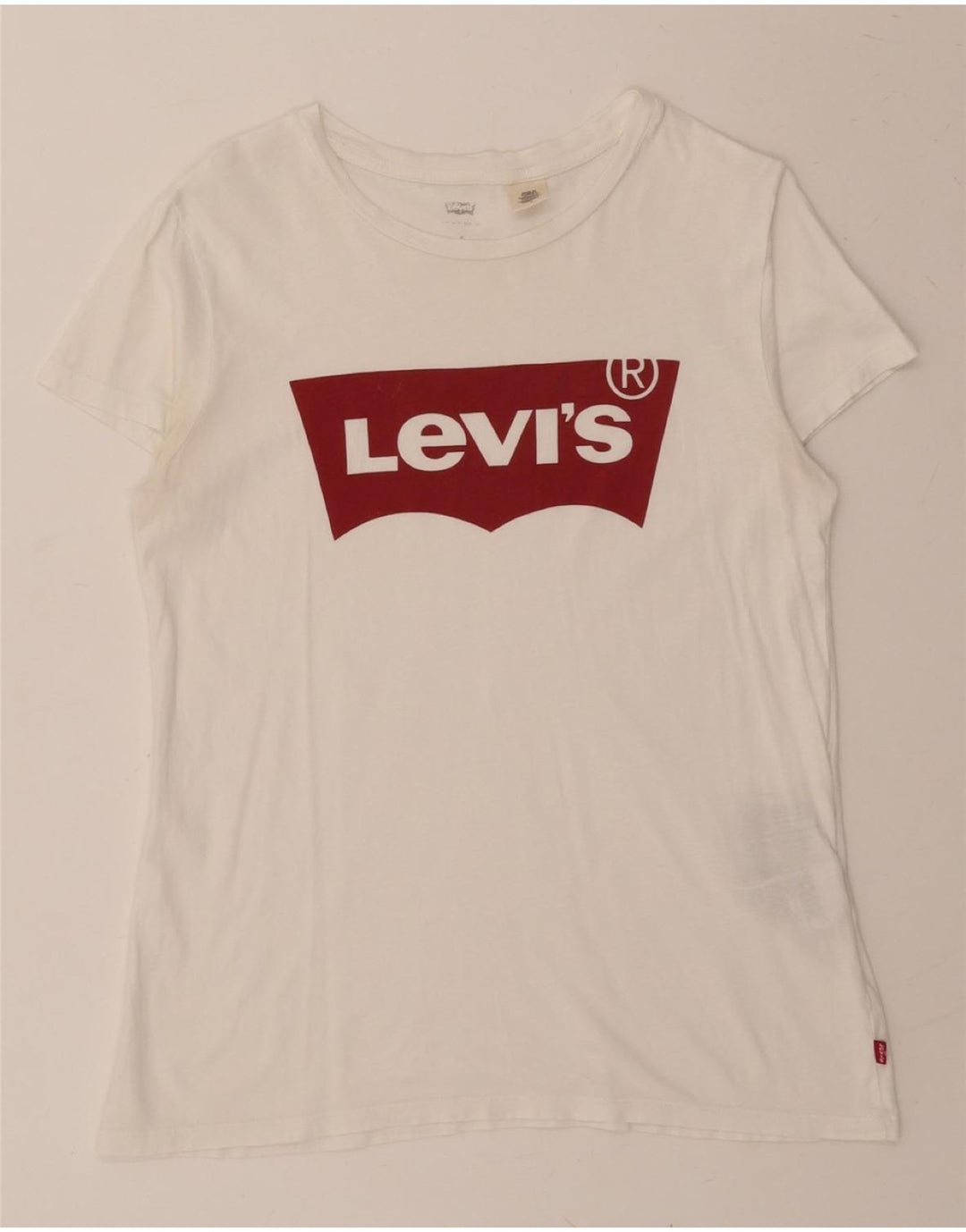 LEVI'S Womens Graphic T-Shirt Top UK 12 Medium White Cotton Vintage Levi's and Second-Hand Levi's from Messina Hembry 