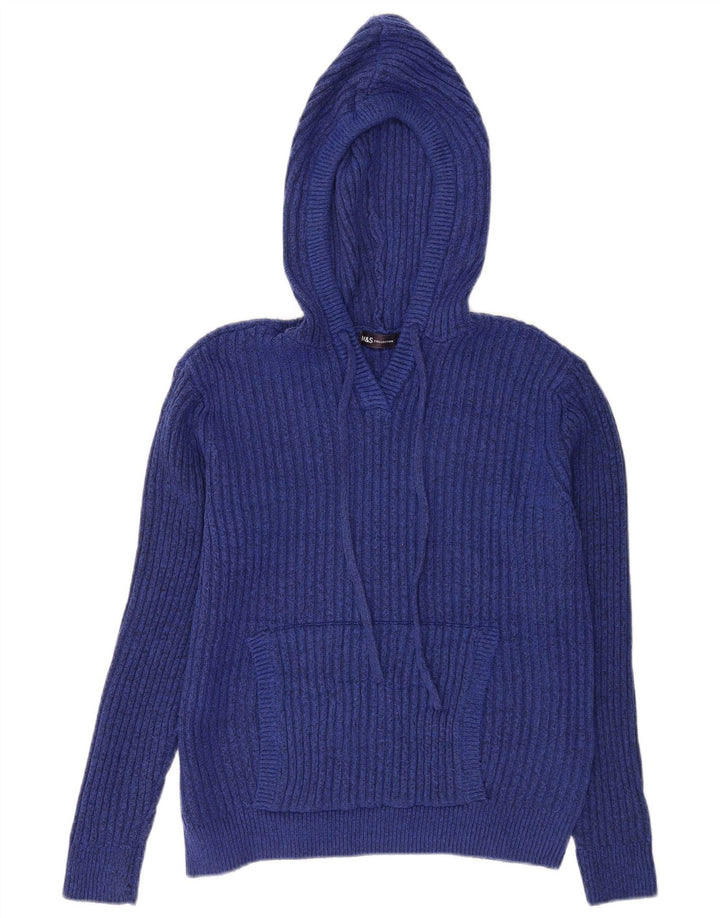 Marks & Spencer Γυναικείο πουλόβερ με κουκούλα UK 14 Medium Blue Polyester