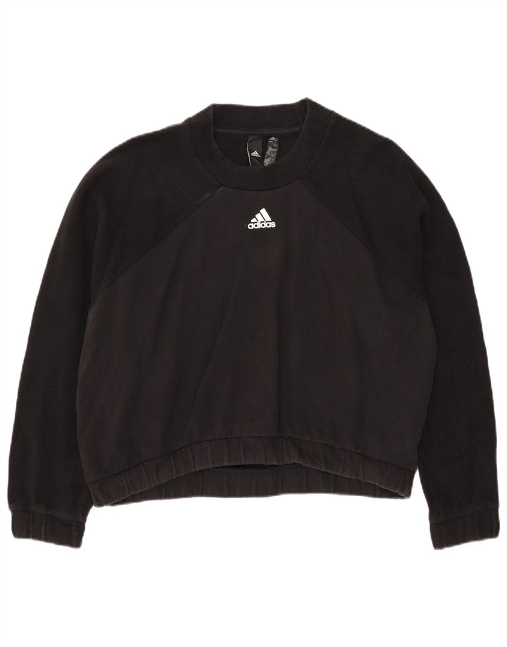 Γυναικεία φούτερ Adidas Crop Jumper UK 14 Medium Black Colourblock