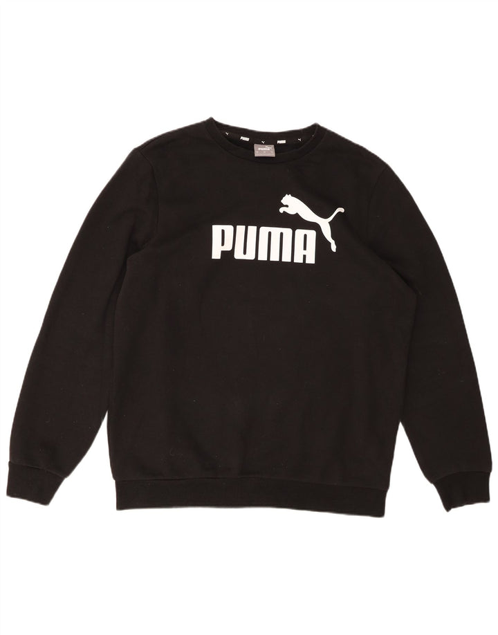 Ανδρικό γραφικό φούτερ PUMA, μεσαίο μαύρο βαμβακερό
