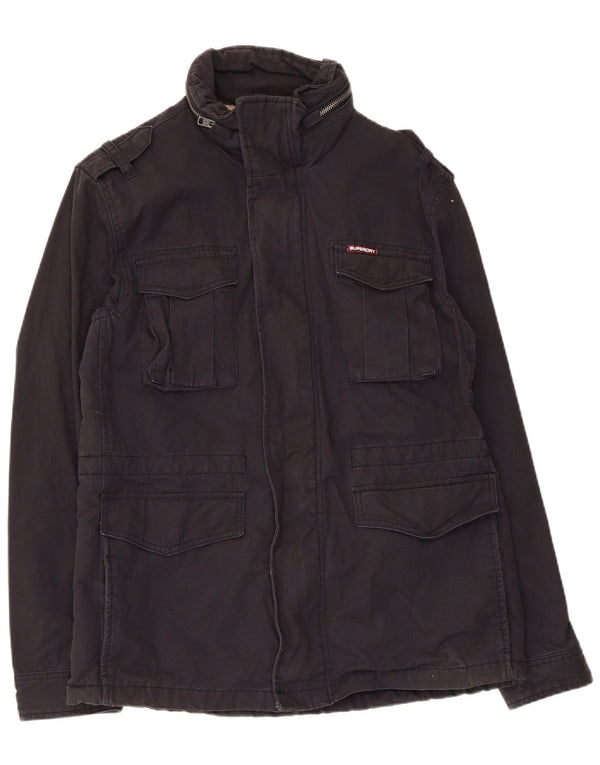 Superdry Mens Utility Jacket UK 40 Large Black Cotton