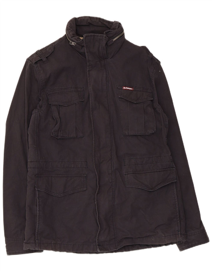 Superdry Mens Utility Jacket UK 40 Large Black Cotton