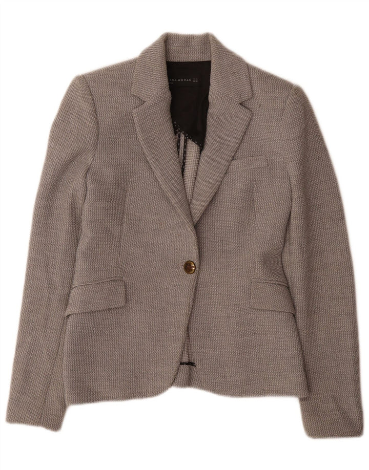 Zara Γυναικείο Μπουφάν 1 Κουμπί Blazer UK 6 XS Γκρι Πολυεστέρας