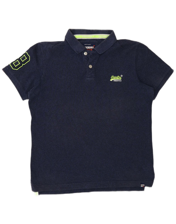 Ανδρικό γραφικό πόλο μπλουζάκι Superdry XL Navy Blue βαμβακερό