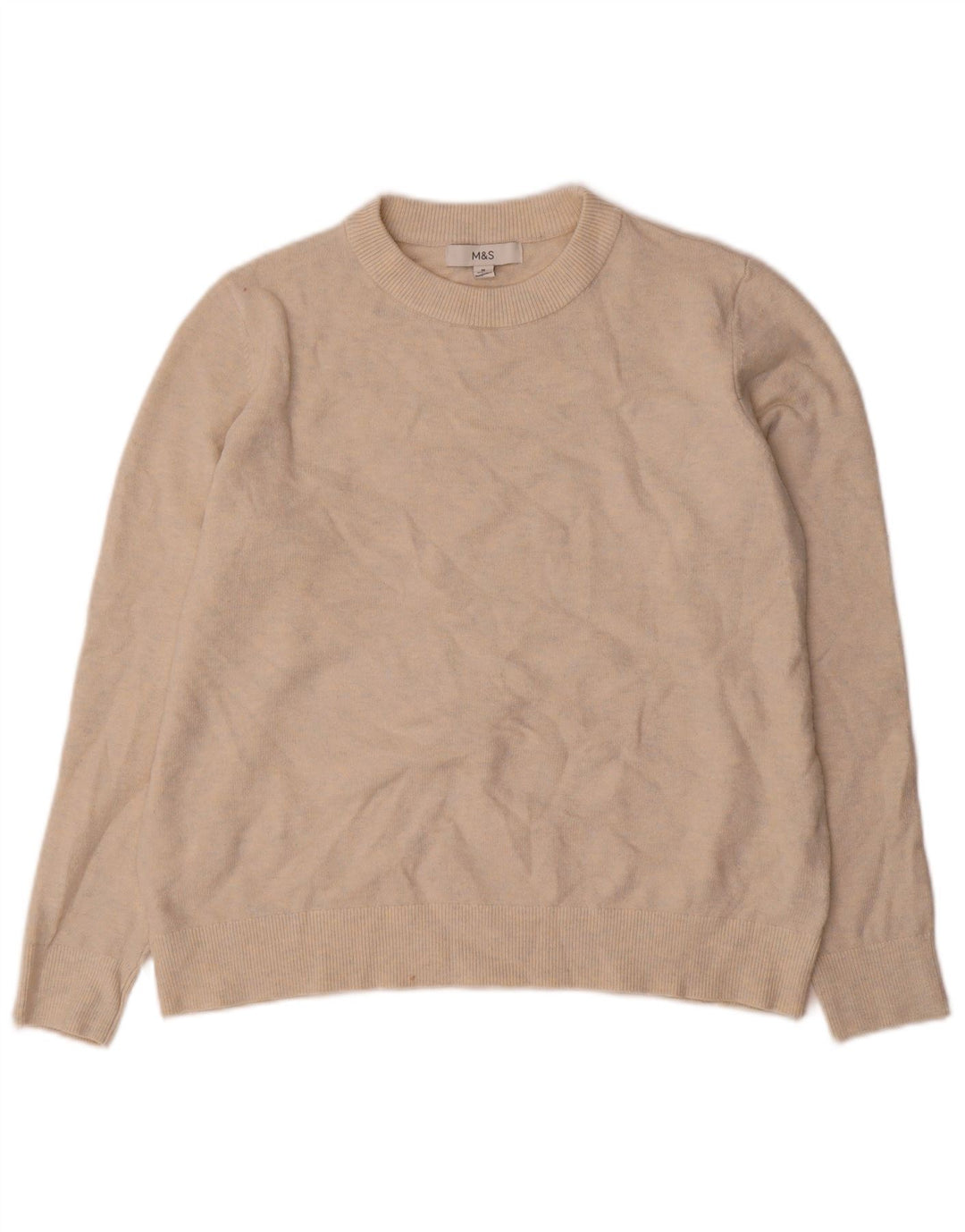 Marks & Spencer Γυναικείο πουλόβερ με λαιμόκοψη UK 14 Medium Beige Flecked