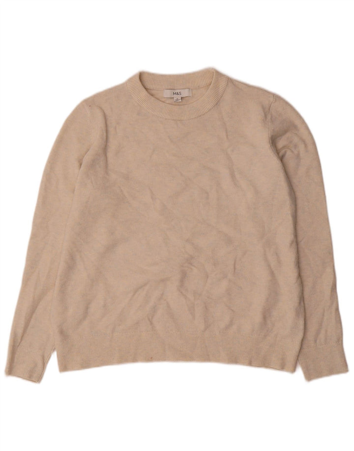 Marks & Spencer Γυναικείο πουλόβερ με λαιμόκοψη UK 14 Medium Beige Flecked