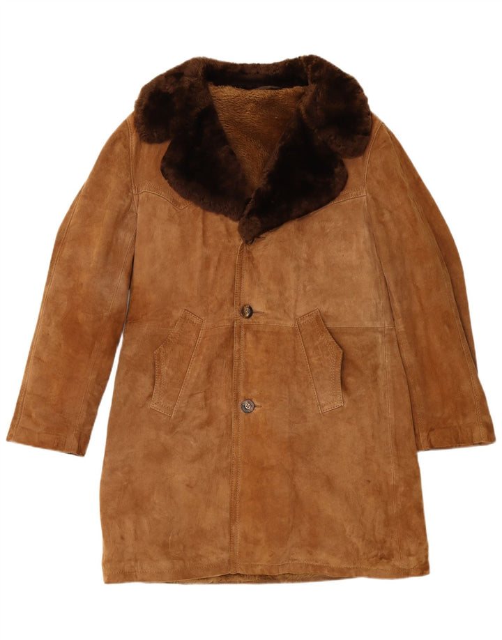 Vintage Ανδρικό Πανωφόρι Shearling Δερμάτινο IT 48 Μεσαίου καφέ