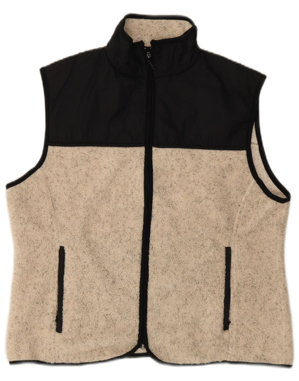 St. Bernard Womens Fleece Gilet UK 14/16 Large Beige Colourblock Polyester