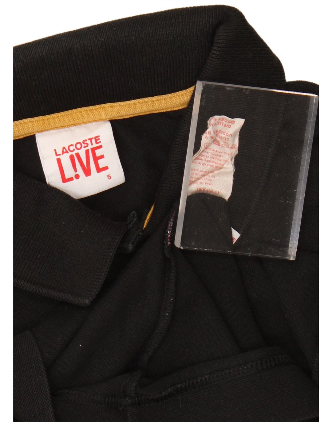 Ανδρικό μπλουζάκι πόλο LACOSTE Νούμερο 5 Μεγάλο μαύρο βαμβακερό