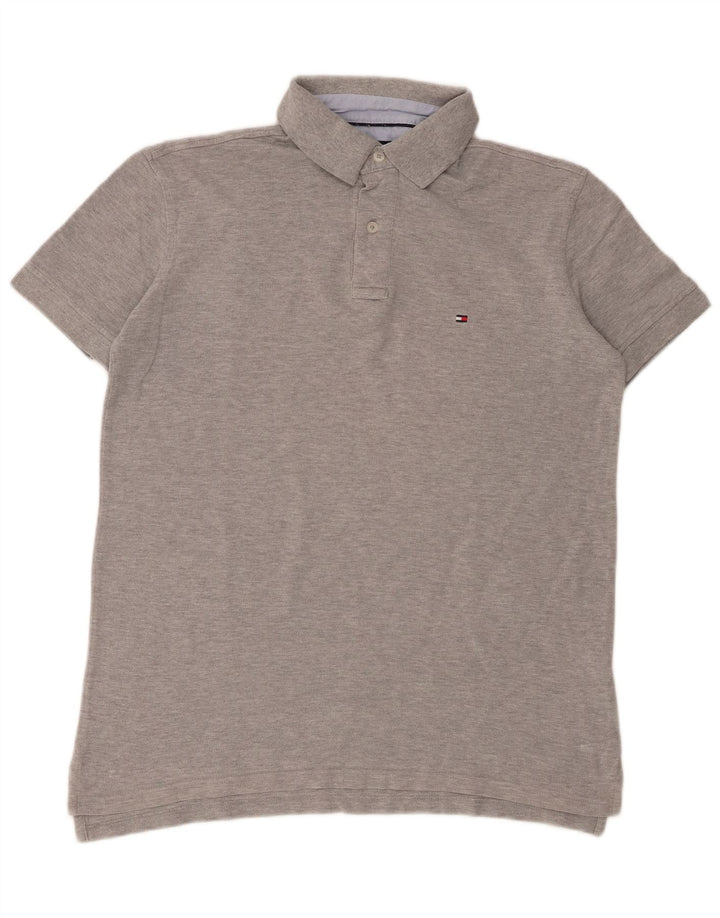 Ανδρικό μπλουζάκι πόλο Tommy Hilfiger, βαμβακερό μεσαίο γκρι