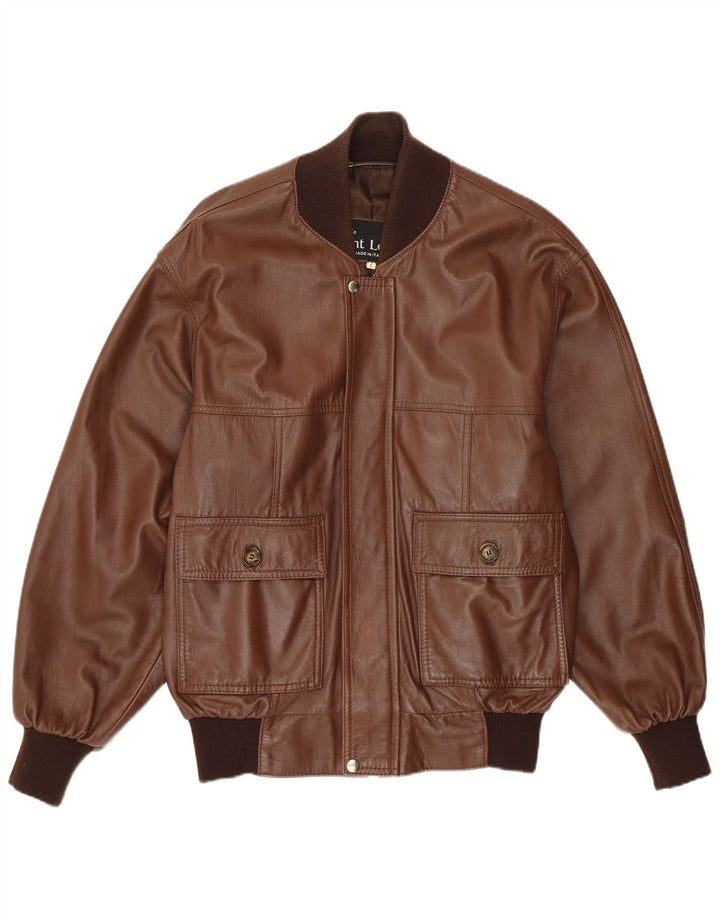 VINTAGE Ανδρικό Δερμάτινο Μπουφάν UK 36 Small Brown Δερμάτινο