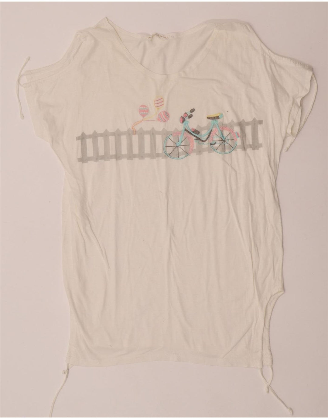 Vintage Γυναικείο Γραφικό T-Shirt Top IT 44 Μεσαίο λευκό βαμβακερό