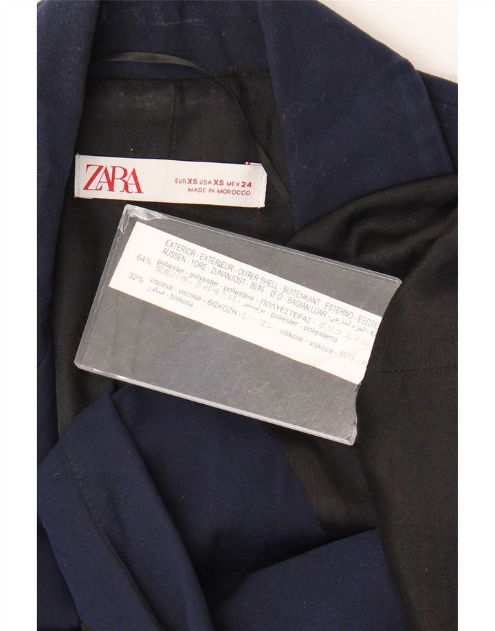 Zara Γυναικείο μπλέιζερ 1 κουμπιού μπουφάν UK 6 XS Navy Blue Polyester