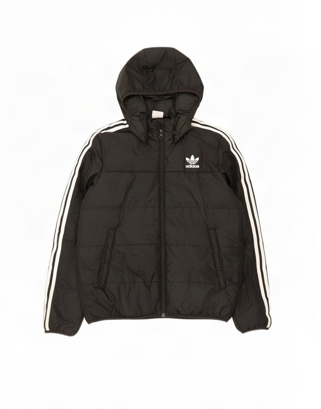 Μπουφάν Adidas Boys με κουκούλα με επένδυση 12-13 ετών μαύρο πολυεστέρα