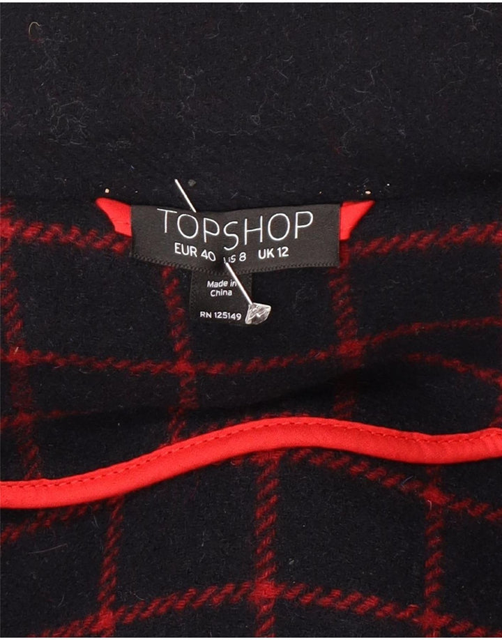 Topshop Γυναικείο παλτό Duffle με κουκούλα UK 12 Medium Navy Blue Wool