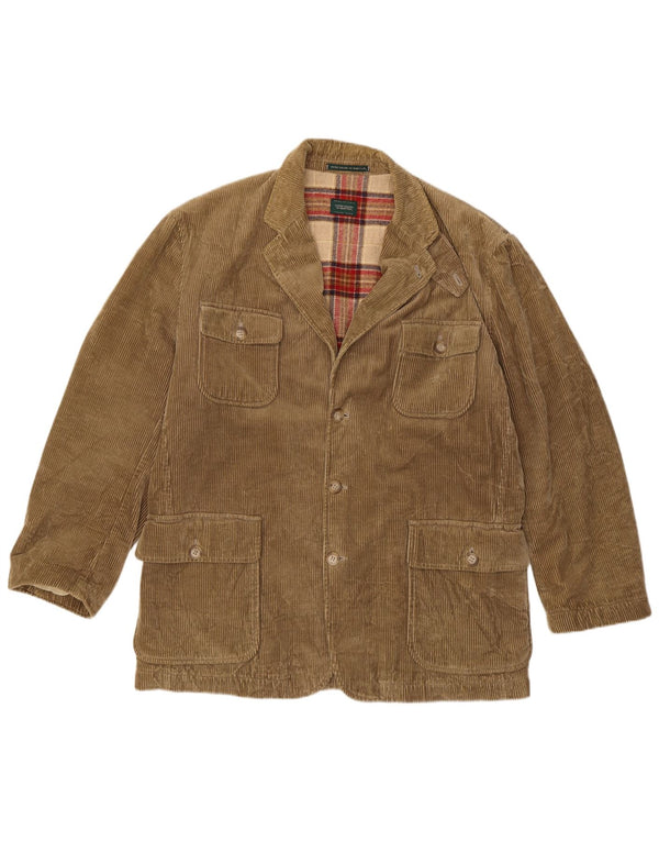 BENETTON Ανδρικό Κοτλέ Μπουφάν IT 50 Μεγάλο Μπεζ Βαμβακερό