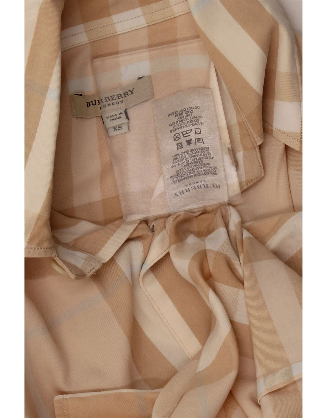 Γυναικείο πουκάμισο BURBERRY UK 6 XS Beige Check Cotton
